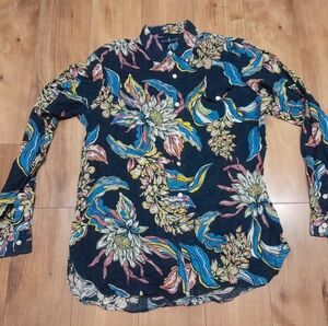 Vintage Polo Ralph Lauren 100% Linen  Floral/Hawaiian Long Sleeve Shirt - Medium
